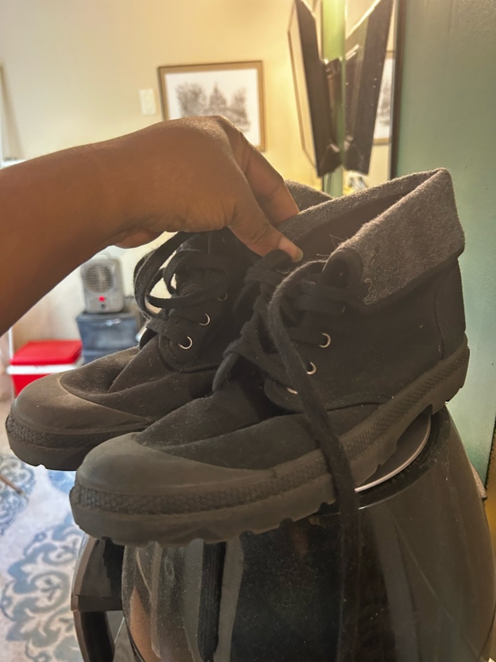 Women's Black Fold-Down Ankle Boots